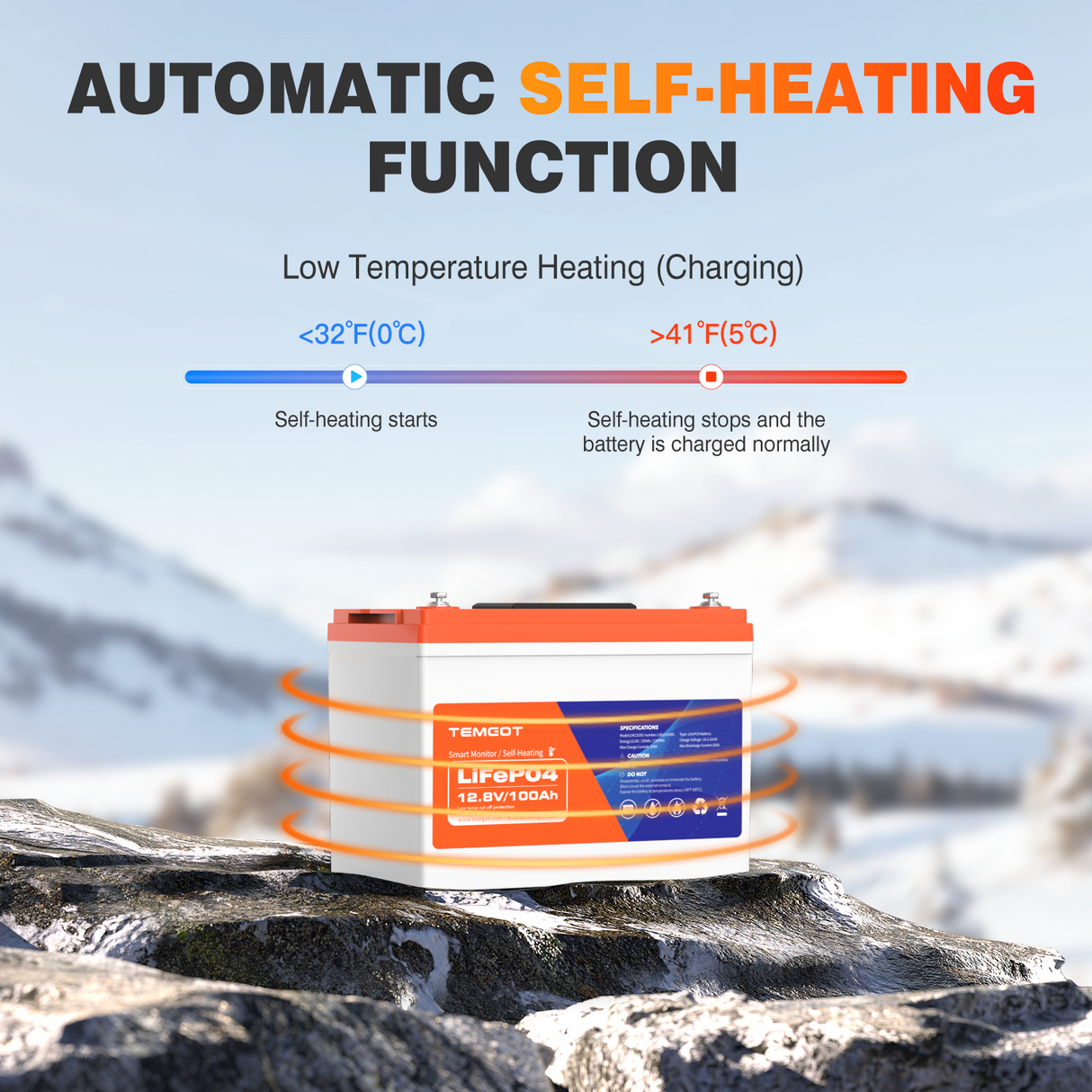 12V 100Ah Group 24 Battery with heated function