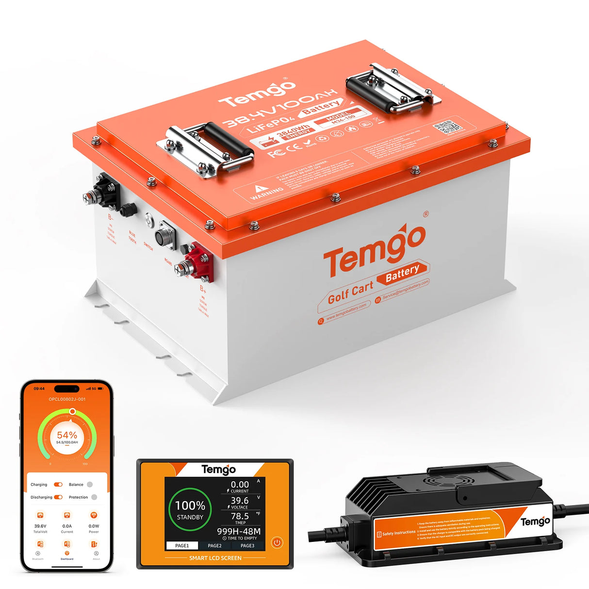 Temgo 36V 100Ah 3.84kWh Lithium Golf Cart Battery
