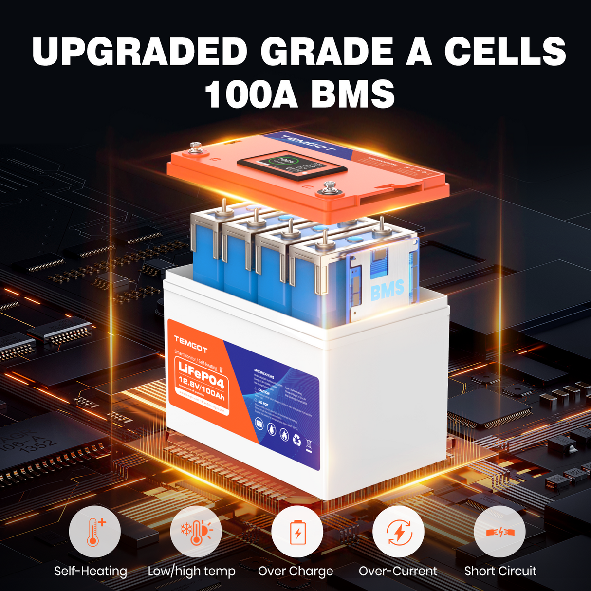 12V 100Ah Group 24 Battery With Grade A Cell and 100A BMS