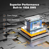 Temgo 12V100Ah self-heating lithium battery BMS protection