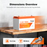 Dimensions of Temgo 12V100Ah self-heating lithium battery