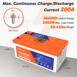 Temgot LiFePO4 12V 300Ah 3840Wh Self-Heating Battery with Touchable LCD Screen, Built-in 200A BMS & Bluetooth, 5000+ Cycles, Perfect for RVs, Motorhomes, Off Grid, Trailer & Camper