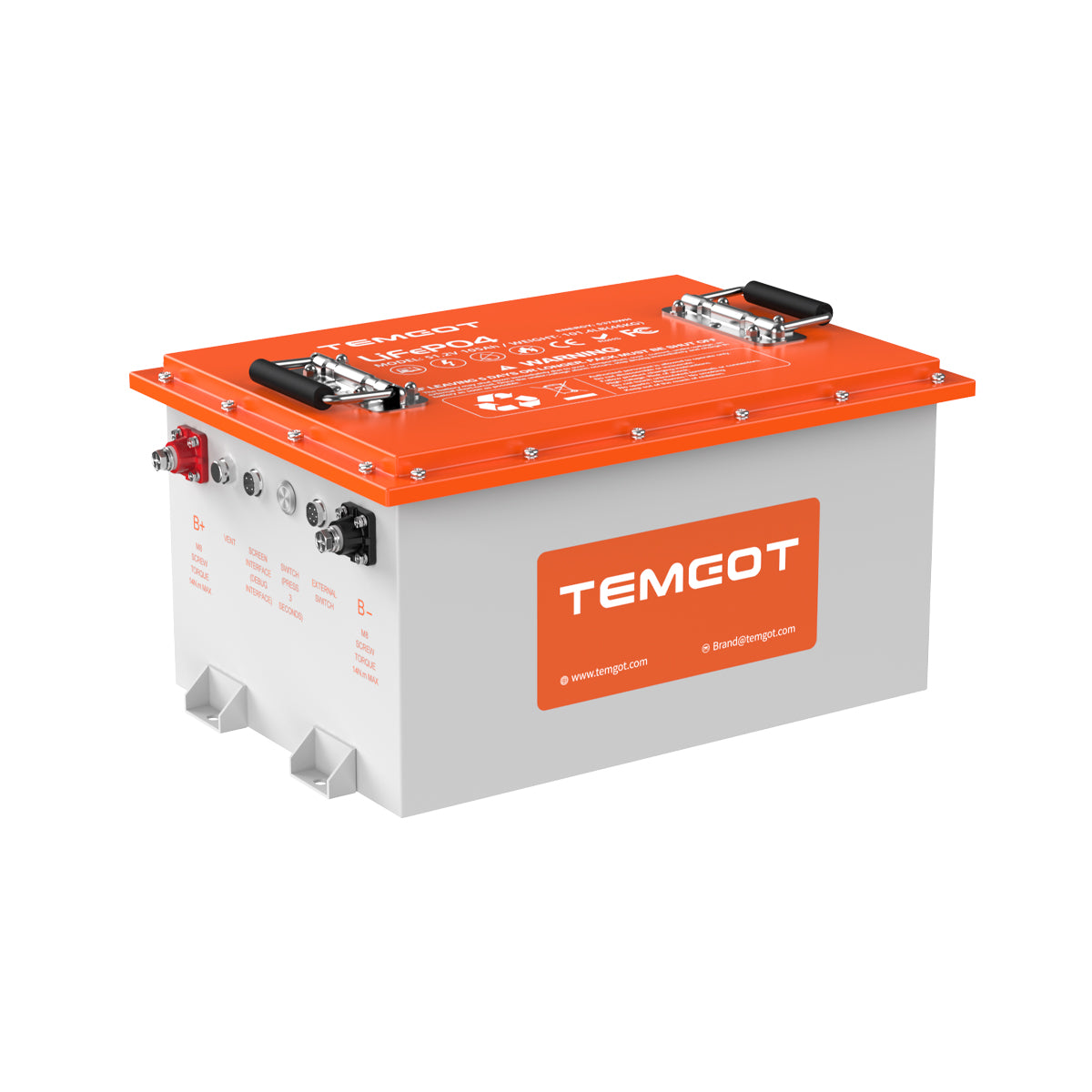 Temgot 51.2V 105Ah Lithium Golf Cart Battery, with Touch Monitor, 4000+ Cycles Rechargeable 160A BMS LiFePO4 Battery
