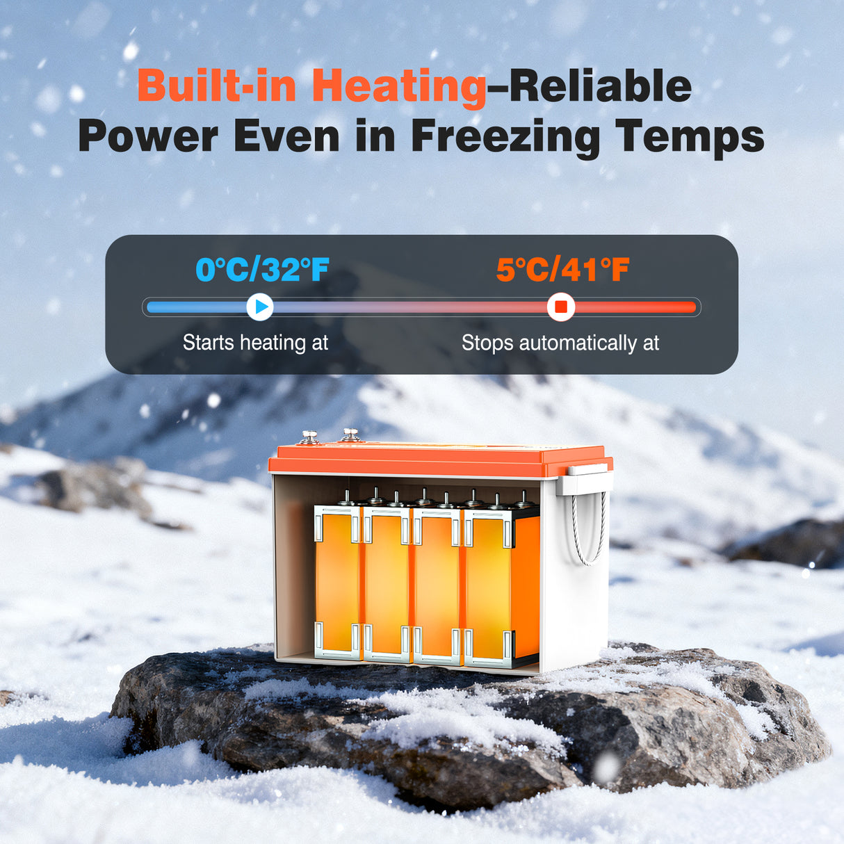 Built in Heating function of Temgo 12V 300Ah lithium battery
