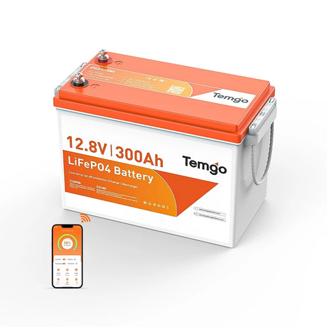 Main view of Temgo 12 volt 300Ah lithium battery 