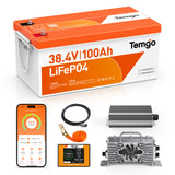 Temgo 36V 100Ah 3.84kWh Lithium Golf Cart Battery with LCD Screen Display, Built-in 200A BMS & Bluetooth, 5000+ Cycles, 12S1P