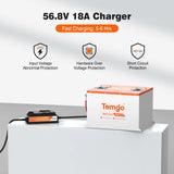 Temgo 48V 100Ah 5.12kWh Lithium Golf Cart Battery with SOC Indicator Display, Built-in 200A BMS & Bluetooth, 5000+ Cycles & IP67, 16S1P