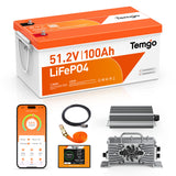 Temgo 48V 100Ah 5.12kWh Lithium Golf Cart Battery with LCD Screen Display, Built-in 200A BMS & Bluetooth, 5000+ Cycles, 16S1P