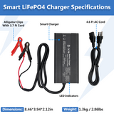 14.6V 20A Smart Battery Charger, LiFePO4 Battery Charger for 12V Lithium Battery, Perfect for LiFePO4 Battery Recharging, Support Fast Charging