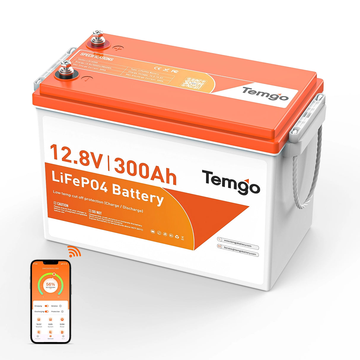 overview of Temgo 12V 300Ah LiFePO4 battery