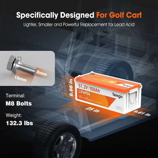 Temgot 48v(51.2V) 150ah Lithium Golf Cart Battery
