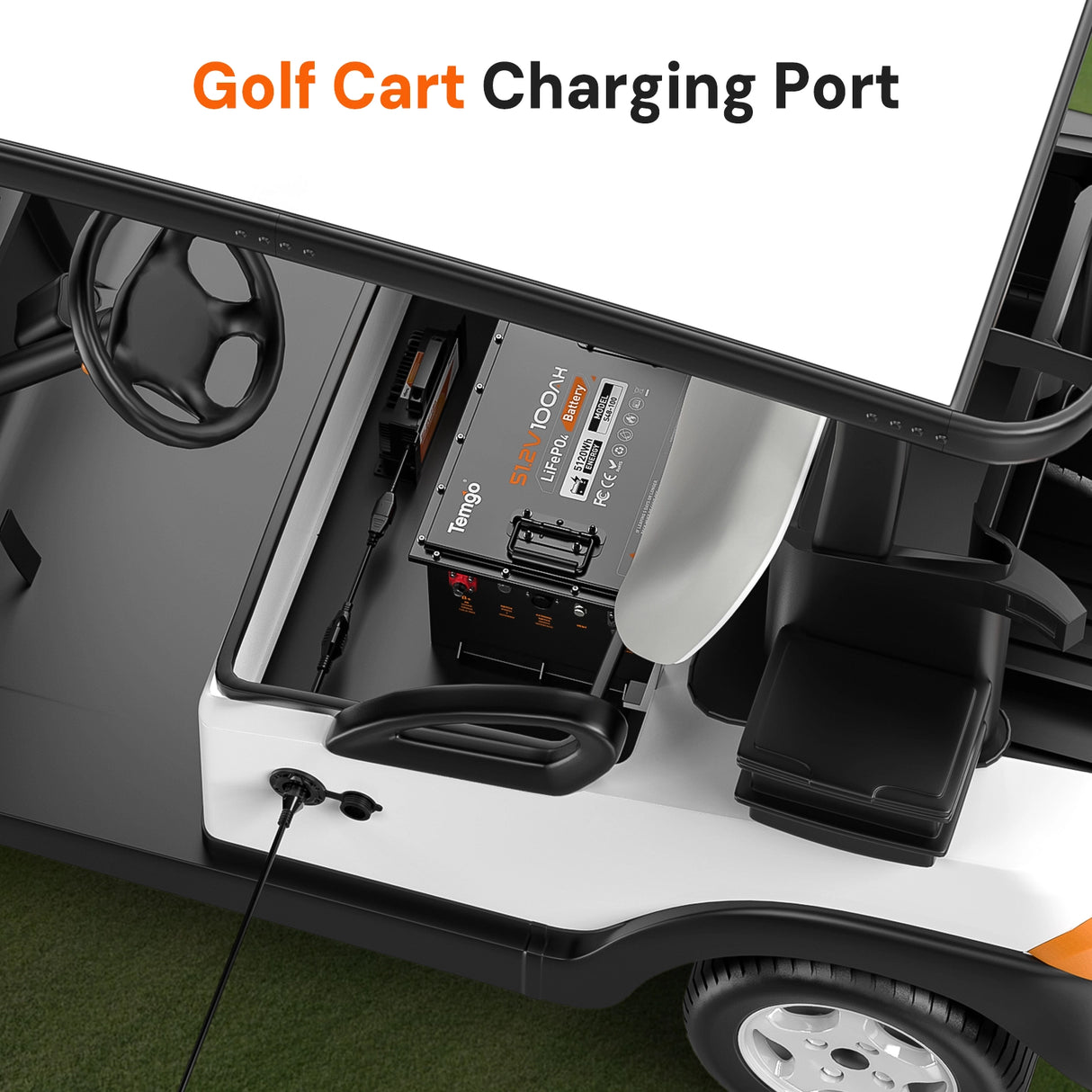 【Pre-order】125V 15A AC Power Inlet Port Plug with 16.5in Cord & 9.84ft Extension Cable, Waterproof Cap, 14AWG, Golf Cart & Outdoor Charging Socket Kit