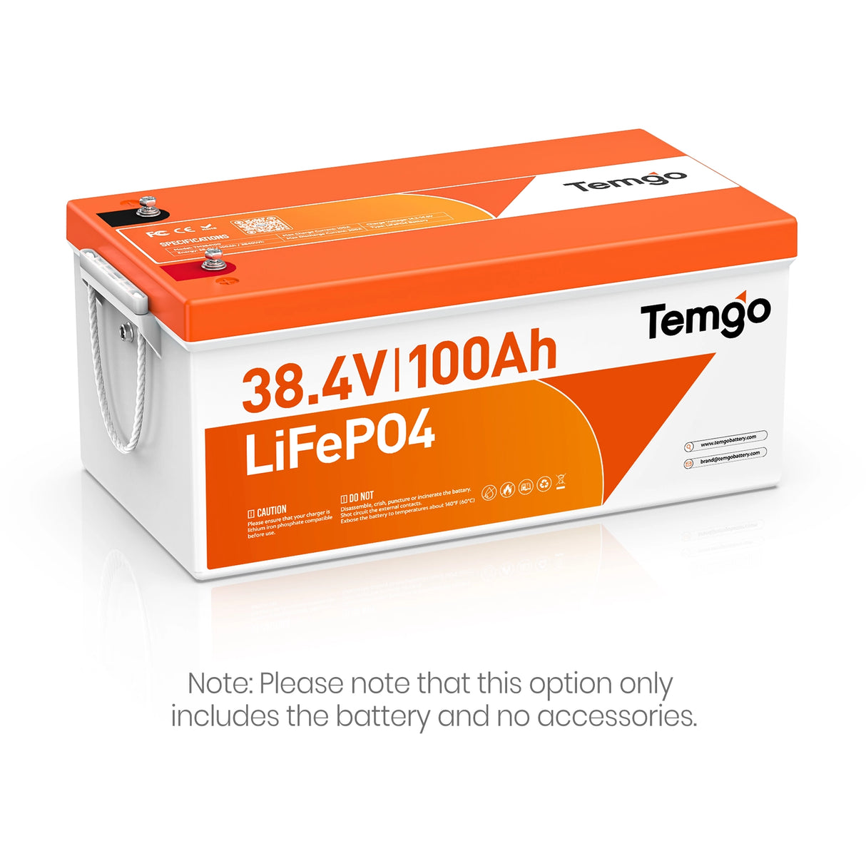 Temgo 36V 100Ah 3.84kWh Lithium Golf Cart Battery with LCD Screen Display, Built-in 200A BMS & Bluetooth, 5000+ Cycles, 12S1P