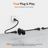 【Pre-order】125V 15A AC Power Inlet Port Plug with 16.5in Cord & 9.84ft Extension Cable, Waterproof Cap, 14AWG, Golf Cart & Outdoor Charging Socket Kit