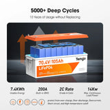 Temgo 72V 105Ah Lithium Golf Cart Battery, Complete Upgrade Kit with 78.1V 15A Charger, LCD Display & Bluetooth App, Built-in 200A Smart BMS, Max 14.08kW Output