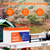 Temgo LiFePO4 12V 100Ah 1280Wh Battery with Touchable LCD Screen, Built-in 100A BMS & Bluetooth, 5000+ Cycles, Ideal for RVs & Trailers, Trolling Motors, Home Energy, UPS Backup
