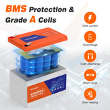 12.8V 12AH LiFePO4 Battery, Built-in 12A BMS, 5000+ Deep Cycle